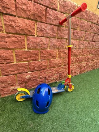 Patinete y Casco Infantil Azul