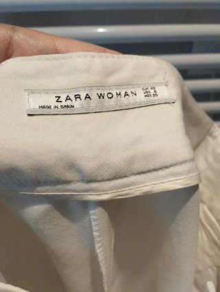 Pantalón blanco algodón Zara