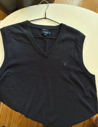 Chaleco GANT Negro Cuello Pico Talla L Algodón