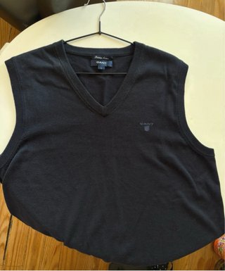Chaleco GANT Negro Cuello Pico Talla L Algodón