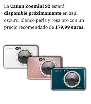 Canon Zoemini S2 Cámara Impresora Fotos NUEVA