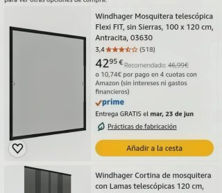 Mosquitera Windhager 100x120 cm Antracita