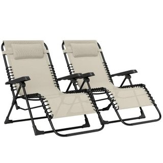 Outsunny Set da 2 lettini prendisole 90x65x112cm b