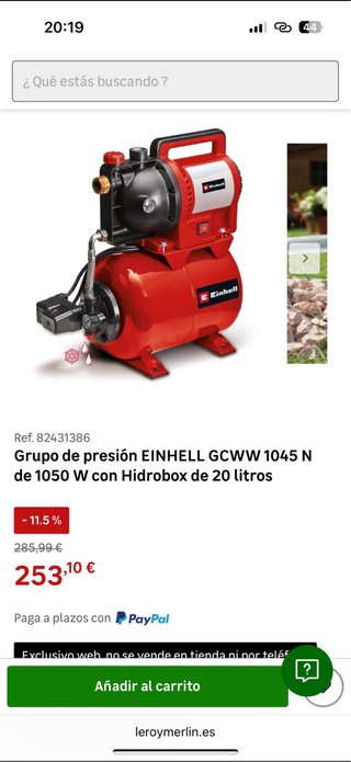 Bomba de presión EINHELL GCWW 1045 N