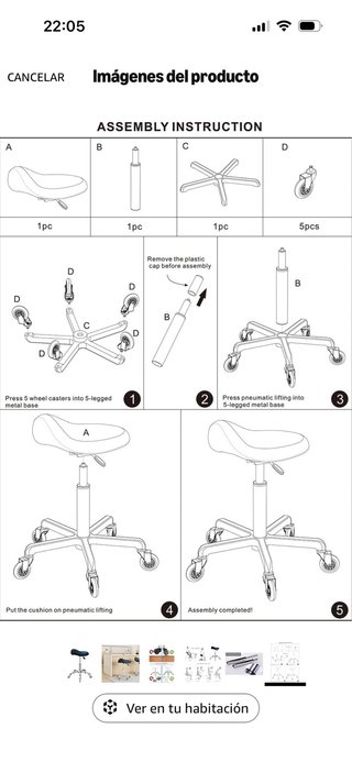 Taburete profesional ergonómico giratorio