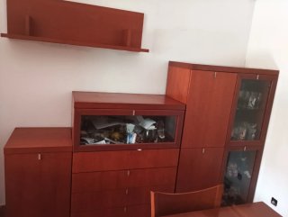 Conjunto comedor madera, mesa, sillas, aparadores