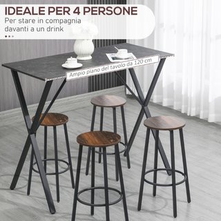 Bancone Bar Tavolo Alto Stile Industriale Effetto