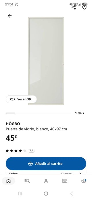 Puertas HOGBO IKEA Vidrio con borde metálico 40x97