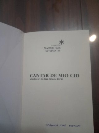 LIBRO DE LECTURA CANTAR DE MIO CID
