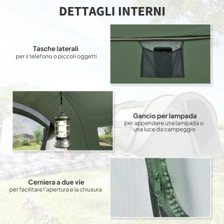 Tenda da Campeggio Pop Up 2 Posti con 2 Porte, 4 F