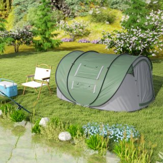 Tenda da Campeggio Pop Up 2 Posti con 2 Porte, 4 F