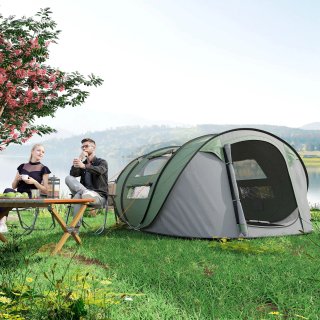 Tenda da Campeggio Pop Up 2 Posti con 2 Porte, 4 F