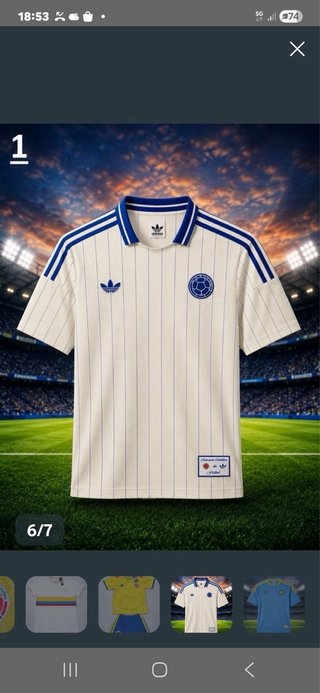 Camiseta Retro Adidas Colombia Talla M