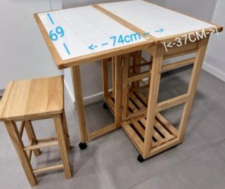 Mesa auxiliar cocina extensible madera