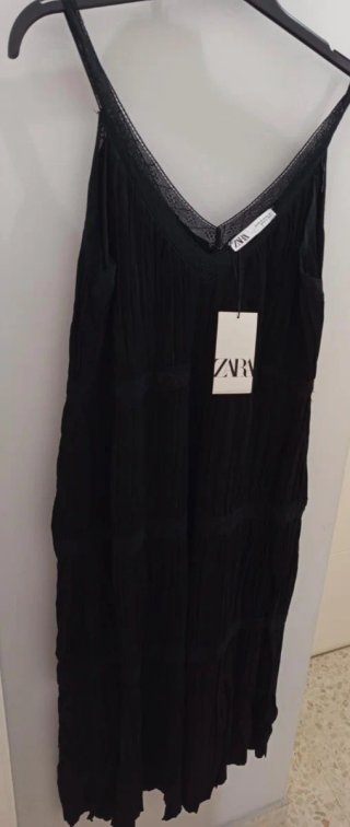 Vestido negro Zara encaje nuevo con etiqueta