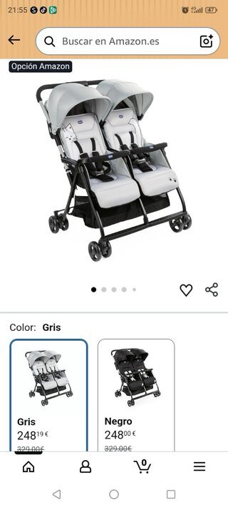 Carro gemelar gris