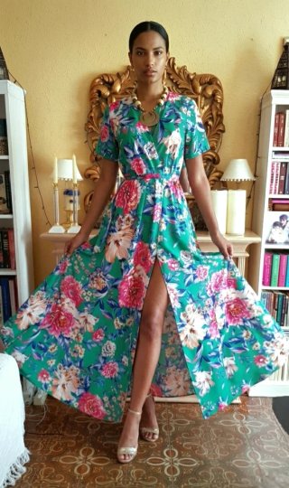 Vestido largo estampado floral
