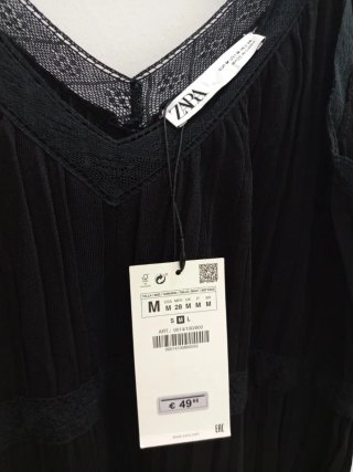 Vestido Zara Negro Encaje Tirantes Talla M Nuevo
