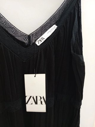 Vestido Zara Negro Encaje Tirantes Talla M Nuevo