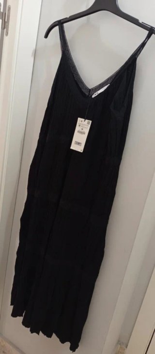 Vestido Zara Negro Encaje Tirantes Talla M Nuevo