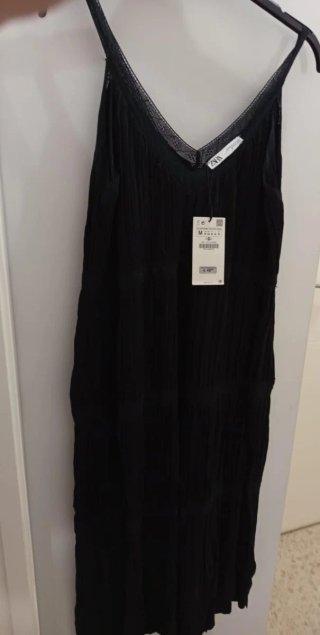 Vestido Zara Negro Encaje Tirantes Talla M Nuevo