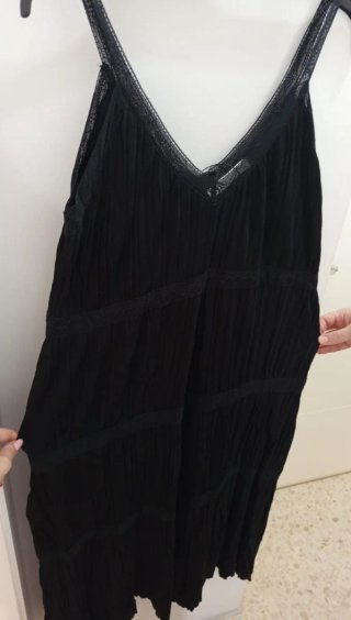 Vestido Zara Negro Encaje Tirantes Talla M Nuevo