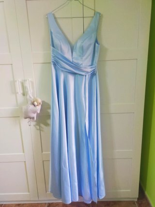 Vestido fiesta largo azul celeste