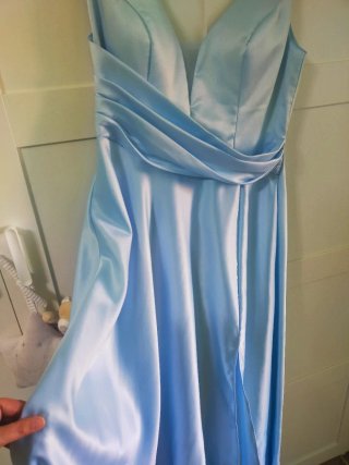 Vestido fiesta largo azul celeste