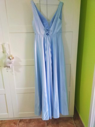 Vestido fiesta largo azul celeste