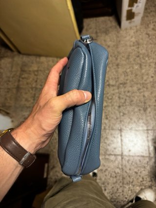 Borsa Vera Pelle Azzurra Nuova