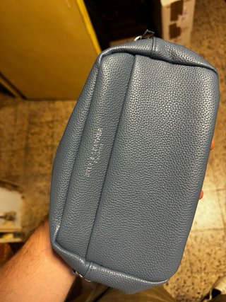 Borsa Vera Pelle Azzurra Nuova