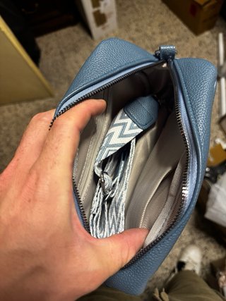 Borsa Vera Pelle Azzurra Nuova