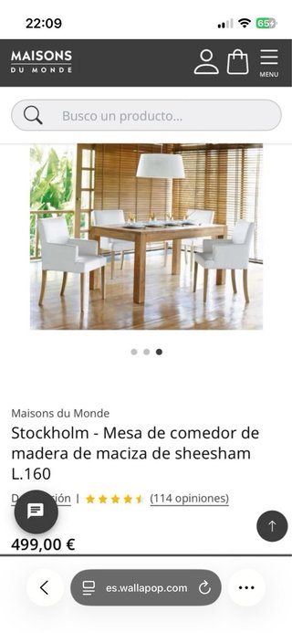 Mesa de madera maciza de Maisons du monde.