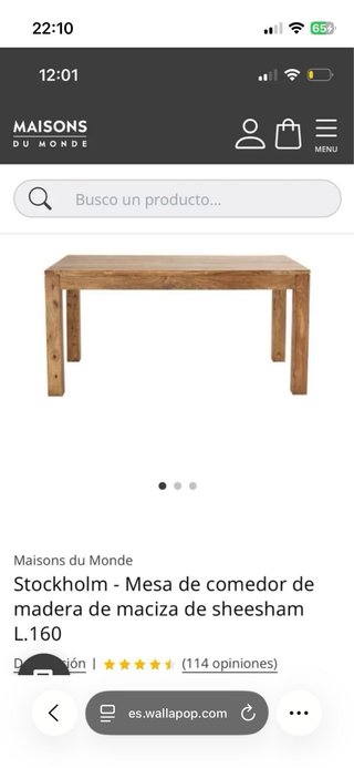 Mesa de madera maciza de Maisons du monde.