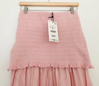 Falda larga Zara rosa combinada