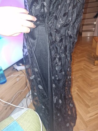 Vestido fiesta plumas negro Shein Talla XL