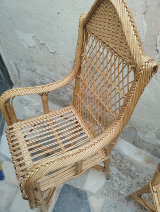 Sillas de mimbre auténtico (2 unidades)