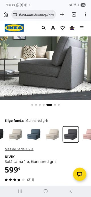 Sillón cama gris IKEA (kivic)