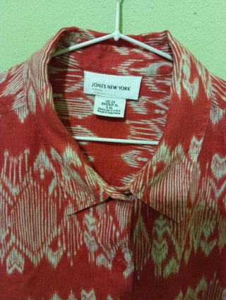 Camisa Jones New York Estampada Roja y Beige