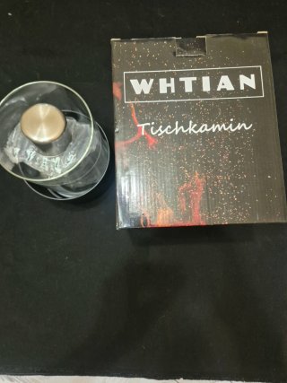 Tischkamin de cristal y piedra