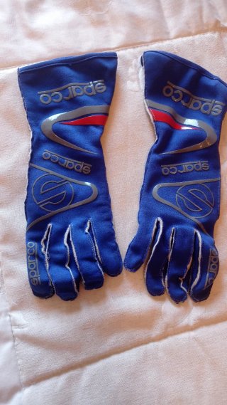 Guantes Karting Sparco Azul y Plateado
