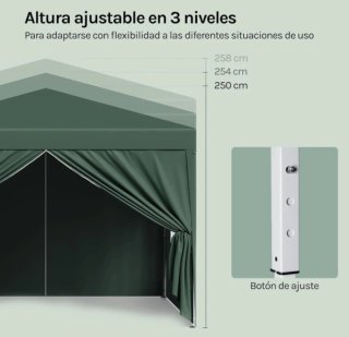 Carpa Plegable 3x3  Oxford 600D, Impermeable, Uv50