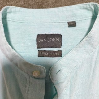 Camisa de lino Dan John cuello Mao verde agua