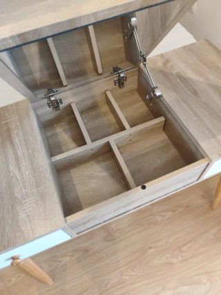 Tocador escritorio madera y blanco