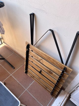 Mesa Balcón Plegable Madera y Metal