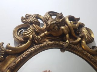 Espejo Ovalado Antiguo Dorado