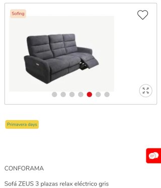 Sofá relax 3 plazas Conforama gris