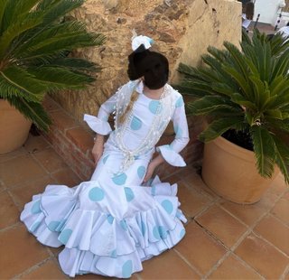 Vestido Flamenco Lunares Azul nina