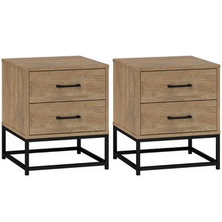 Set di 2 Comodini con 2 Cassetti Stile Industriale