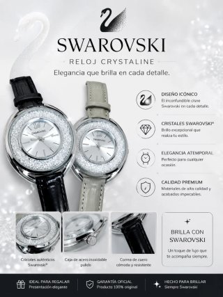 Reloj Swarovski Crystalline Negro/Plata